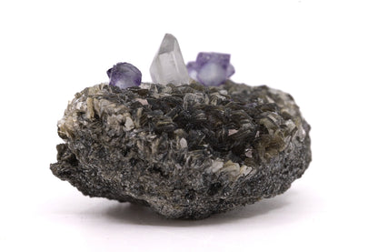 Fluorite with Quartz on Muscovite - Hunan, China