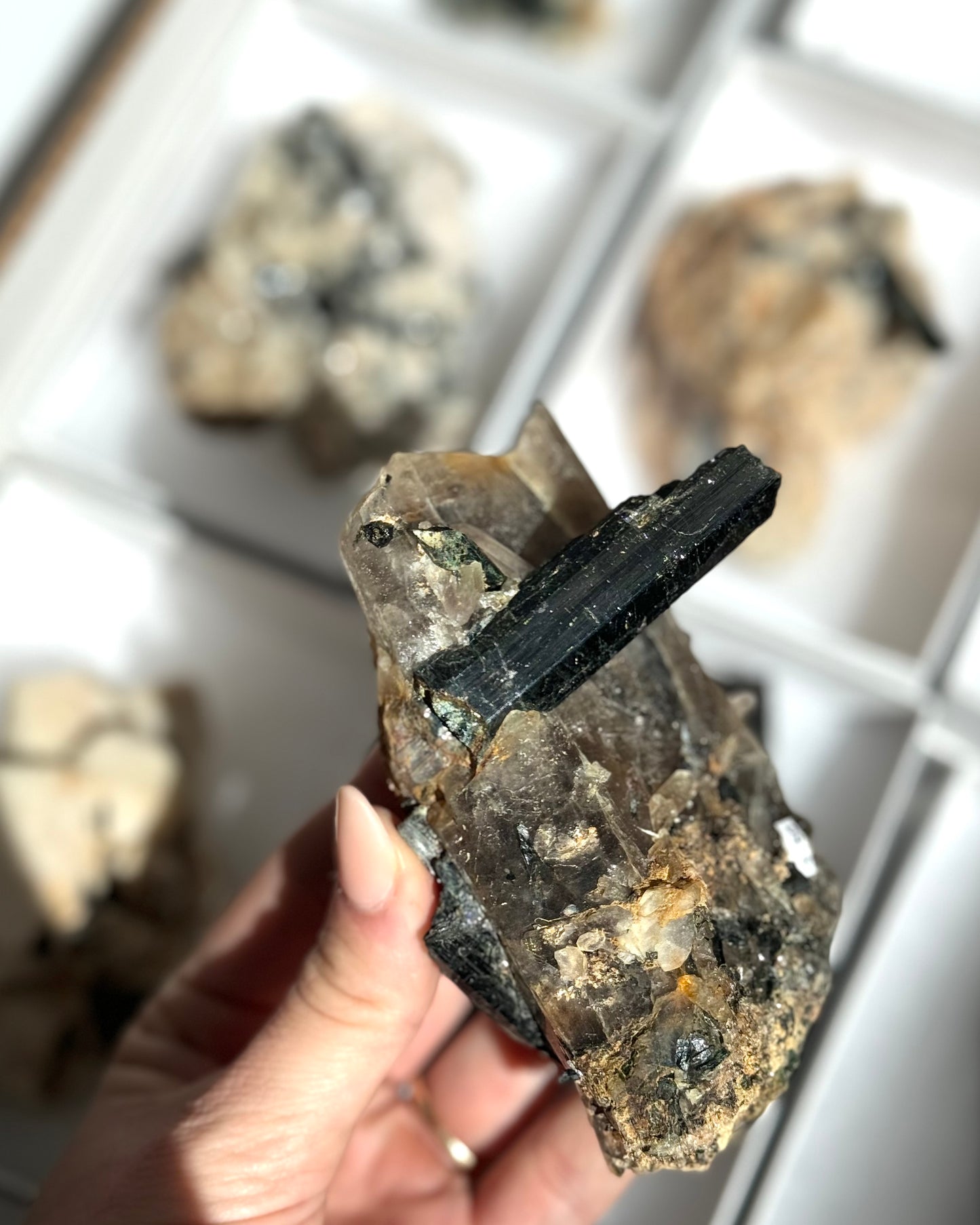 Aegerine / Smoky Quartz / Feldspar Mineral Flat