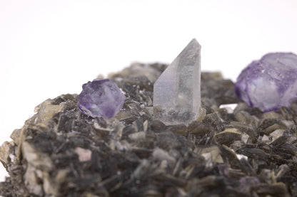 Fluorite with Quartz on Muscovite - Hunan, China