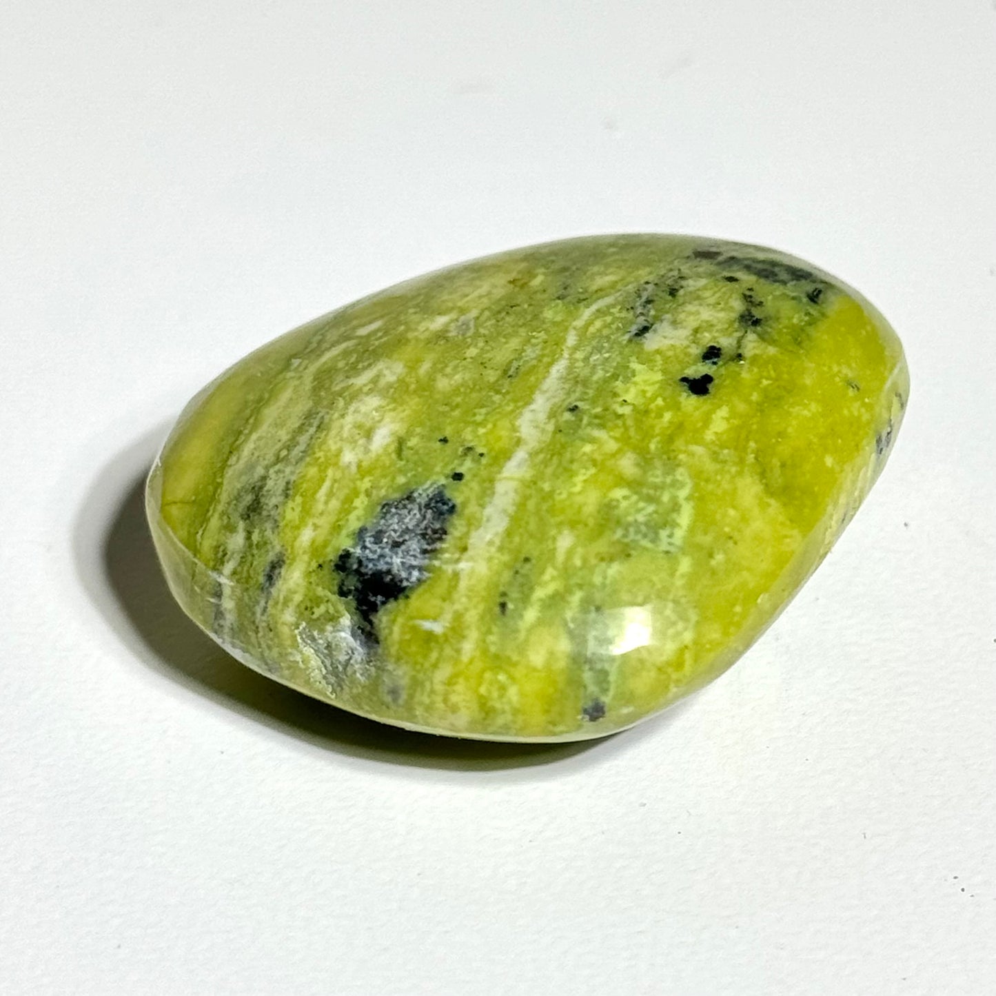 Serpentine Palm Stone with Pyrite