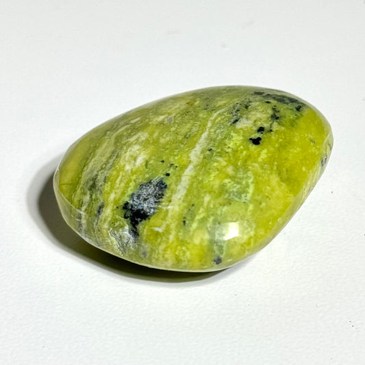 Serpentine Palm Stone with Pyrite